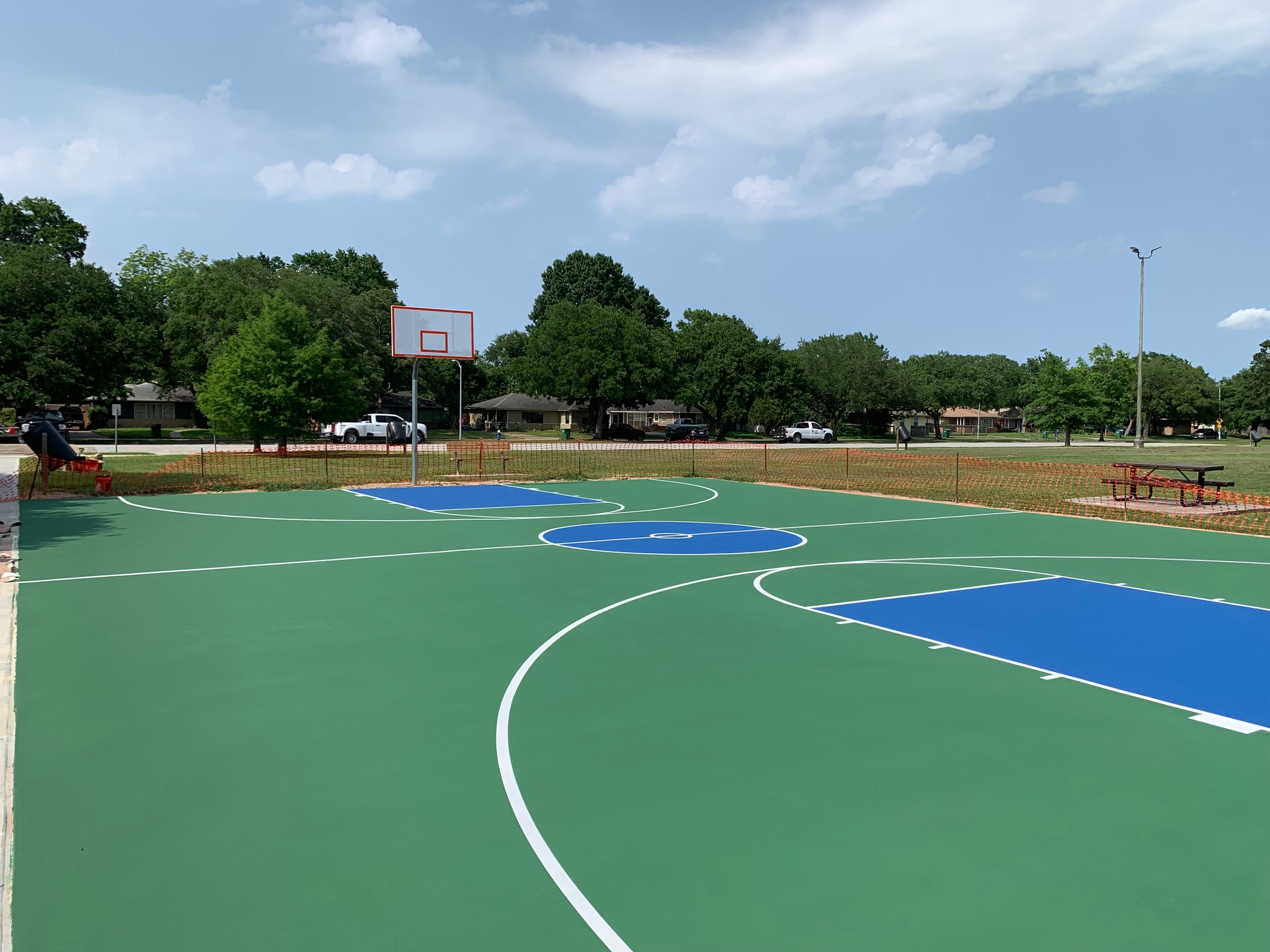 Painted basketball court